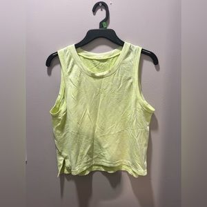 Lululemon Cropped Tank Top Neon Heathered Yellow Train To Be